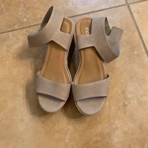 Taupe platform wedges